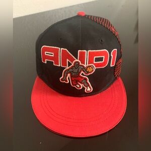 And1 Black and Red Basketball Logo Snapback Hat